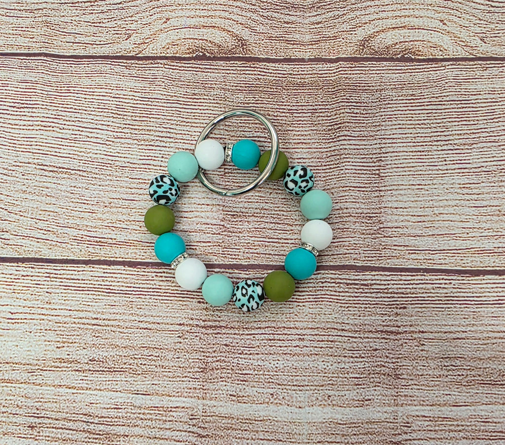 Green Leopard Wristlet